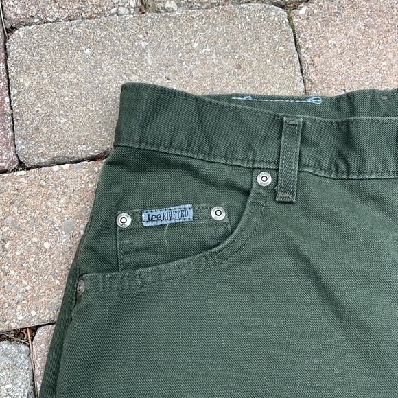 LEE Riveted Vintage Olive Green Straight Jeans 12L - Picture 5 of 8